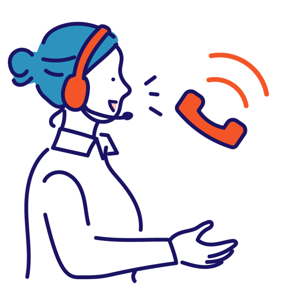 電話で連絡する女性スタッフ